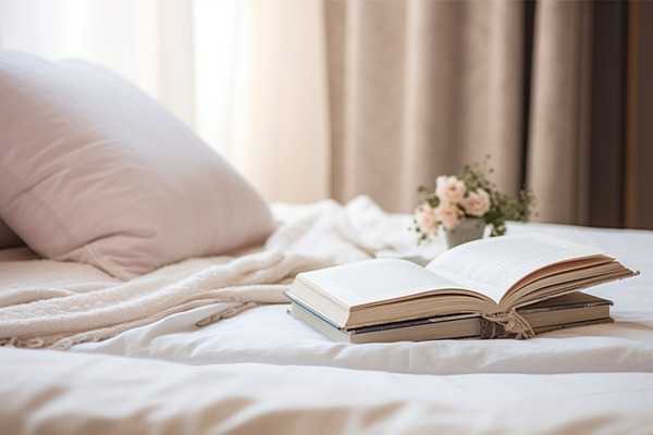 Buku terbuka dengan cahaya hangat di ruangan tenang